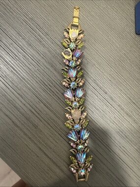 Vintage Multicolor Crystal Floral Bracelet